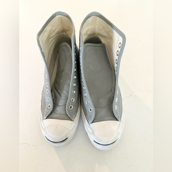 Converse Jack Purcell High OX GRAY Leather Sneakers Unisex Men's 7/ Women's 8.5 - Picture 4 of 9